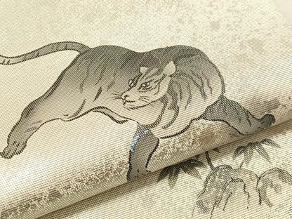 平和屋着物●九寸名古屋帯　螺鈿箔　トラ　金銀彩　正絹　逸品　CABJ7408vp