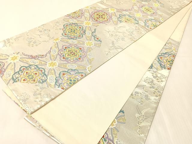 平和屋着物●六通柄袋帯　唐織　道長七宝花鳥文　金銀糸　正絹　逸品　CABJ7407vp