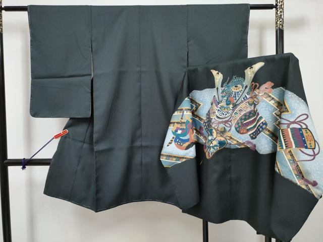 平和屋着物[]七五三　男の子　祝着・羽織セット　仙斎茶色　龍　兜　暈し染め　金彩　DABG3179ma
