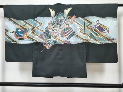 平和屋着物[]七五三　男の子　祝着・羽織セット　仙斎茶色　龍　兜　暈し染め　金彩　DABG3179ma