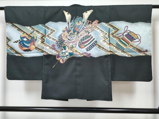 平和屋着物[]七五三　男の子　祝着・羽織セット　仙斎茶色　龍　兜　暈し染め　金彩　DABG3179ma