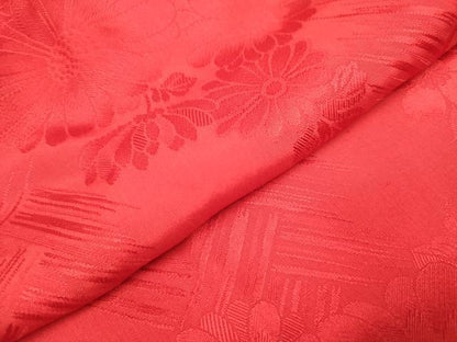 平和屋着物[]長襦袢　女の子　子供　袷　花丸地紋　猩々緋色　半衿刺繍　逸品　DABH5135ea