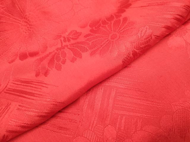 平和屋着物[]長襦袢　女の子　子供　袷　花丸地紋　猩々緋色　半衿刺繍　逸品　DABH5135ea