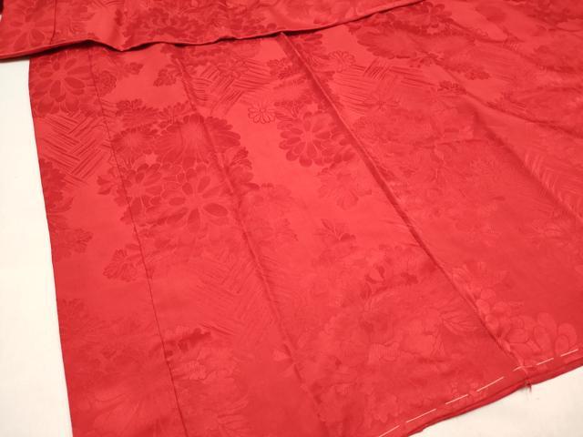 平和屋着物[]長襦袢　女の子　子供　袷　花丸地紋　猩々緋色　半衿刺繍　逸品　DABH5135ea