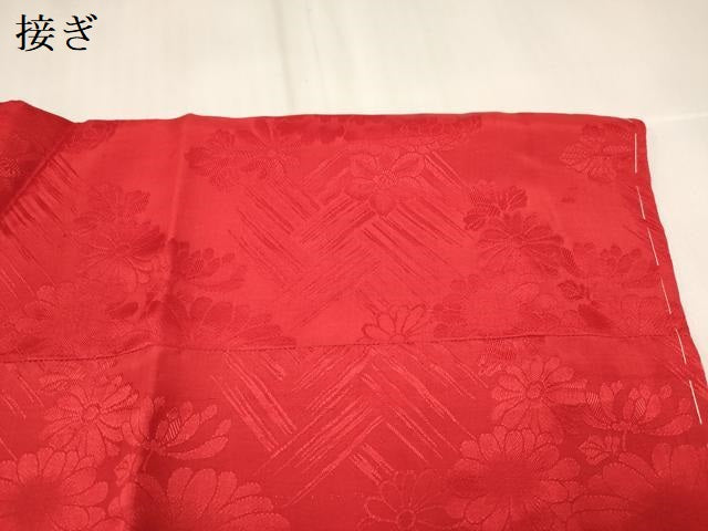 平和屋着物[]長襦袢　女の子　子供　袷　花丸地紋　猩々緋色　半衿刺繍　逸品　DABH5135ea