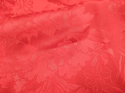 平和屋着物[]長襦袢　女の子　子供　袷　花丸地紋　猩々緋色　半衿刺繍　逸品　DABH5135ea