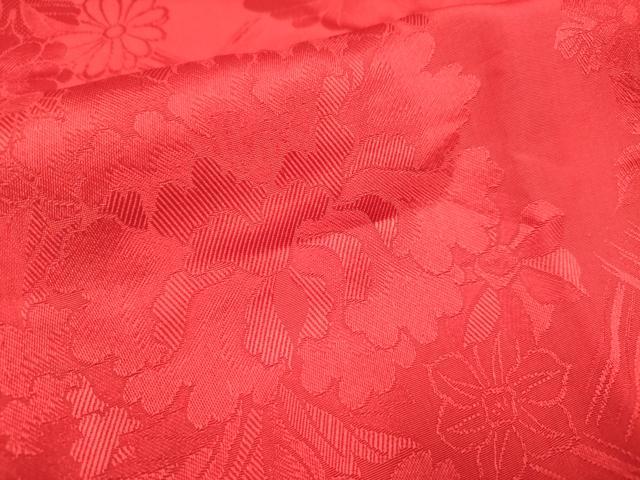平和屋着物[]長襦袢　女の子　子供　袷　花丸地紋　猩々緋色　半衿刺繍　逸品　DABH5135ea