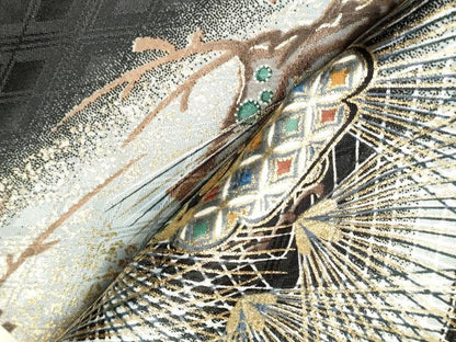 平和屋着物[]お宮参り　男の子　祝着　産着　初着　のしめ　鷹　鷲　兜　立波松文　暈し染め　金彩　未使用　DABH5180ea