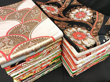 平和屋着物■子供帯 まとめて 35点 鳳凰 向かい鶴 孔雀 蝶 松竹梅 花柄 正倉院 アンティーク 金銀糸 など 着用可能多数 未使用品有 mmm1303