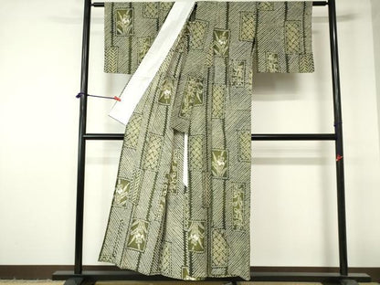 平和屋着物∴夏物　浴衣　有松鳴海絞り　短冊花文　綿　逸品　DABI3197cd