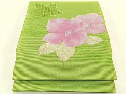 平和屋着物＊夏物　八寸名古屋帯　絽綴れ　草花文　正絹　逸品　CABJ4775fb