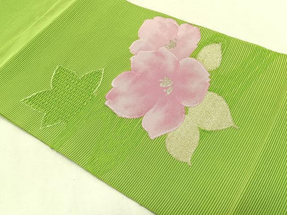 平和屋着物＊夏物　八寸名古屋帯　絽綴れ　草花文　正絹　逸品　CABJ4775fb