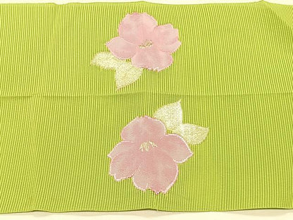 平和屋着物＊夏物　八寸名古屋帯　絽綴れ　草花文　正絹　逸品　CABJ4775fb