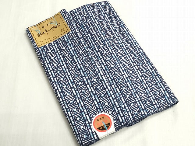 平和屋着物＊夏物　浴衣　反物　着尺　注染　幾何学文様　松坂屋扱い　綿　逸品　未使用　DABG9354we