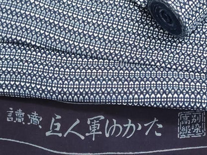 平和屋着物＊夏物　浴衣　読売巨人軍　反物　着尺　注染　幾何学文様　綿　逸品　未使用　DABG9387we
