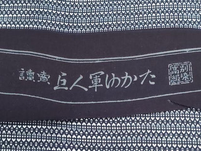 平和屋着物＊夏物　浴衣　読売巨人軍　反物　着尺　注染　幾何学文様　綿　逸品　未使用　DABG9387we