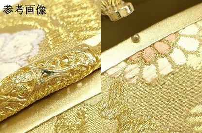 平和屋着物●和装小物　和装バッグ　ハンドバッグ　草花文　金糸　帯地使用　逸品　AABK5535ay