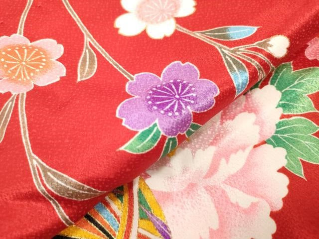 平和屋着物[]七五三　女の子　３歳　祝着　三つ身　枝垂れ桜　花鞠文　暈し染め　金彩　逸品　DABH5219ea