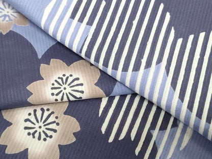 平和屋着物＊夏物　浴衣　反物　着尺　注染　舞桜文　クインサイズ　綿　逸品　未使用　DABH8461zy