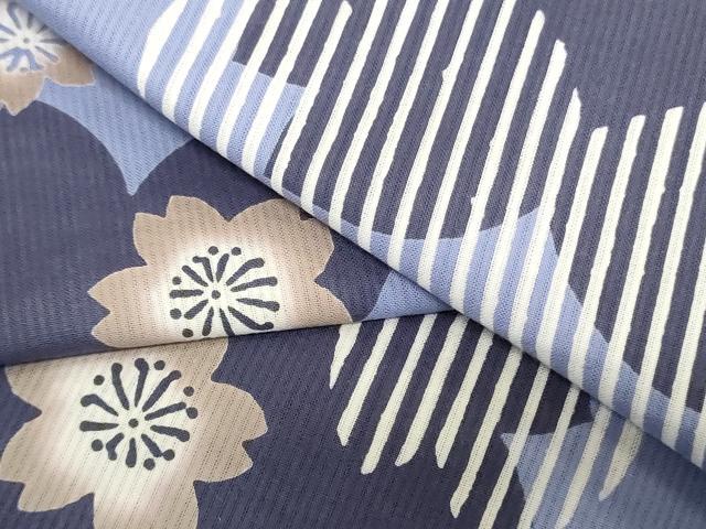 平和屋着物＊夏物　浴衣　反物　着尺　注染　舞桜文　クインサイズ　綿　逸品　未使用　DABH8461zy