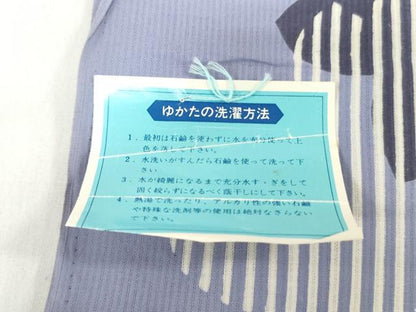 平和屋着物＊夏物　浴衣　反物　着尺　注染　舞桜文　クインサイズ　綿　逸品　未使用　DABH8461zy