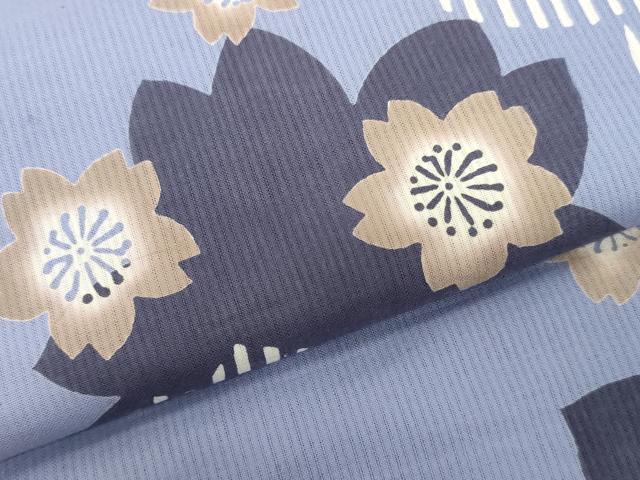 平和屋着物＊夏物　浴衣　反物　着尺　注染　舞桜文　クインサイズ　綿　逸品　未使用　DABH8461zy