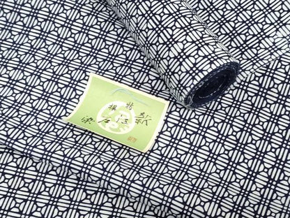平和屋着物＊夏物　浴衣　反物　着尺　注染　新江戸染　東京本染　幾何学文　綿　逸品　未使用　DABH8491zy