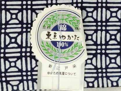 平和屋着物＊夏物　浴衣　反物　着尺　注染　新江戸染　東京本染　幾何学文　綿　逸品　未使用　DABH8491zy