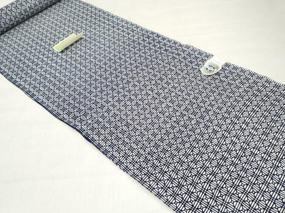 平和屋着物＊夏物　浴衣　反物　着尺　注染　新江戸染　東京本染　幾何学文　綿　逸品　未使用　DABH8491zy