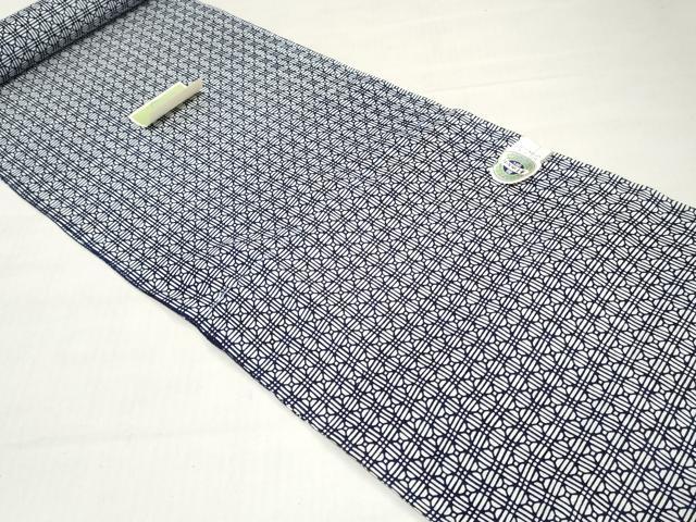 平和屋着物＊夏物　浴衣　反物　着尺　注染　新江戸染　東京本染　幾何学文　綿　逸品　未使用　DABH8491zy