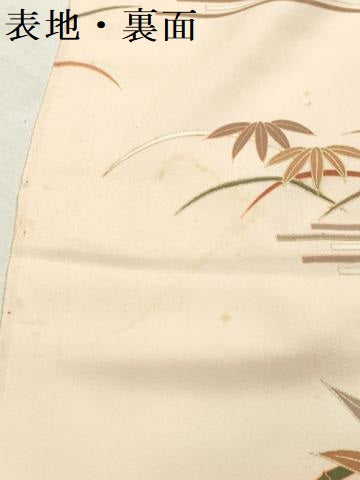 平和屋着物▼付下げ　解き反物　着尺　籬草花文　暈し染め　金彩　逸品　DABH8394zy