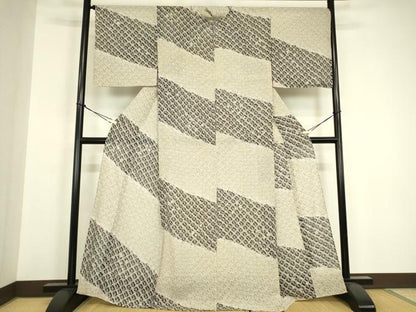 平和屋着物▽上質な小紋　単衣　蜘蛛絞り　正絹　逸品　DABH6554az