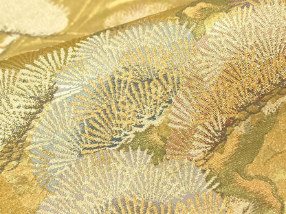 平和屋着物▼六通柄袋帯　光悦垣老松文　金糸　正絹　逸品　DABH6525az