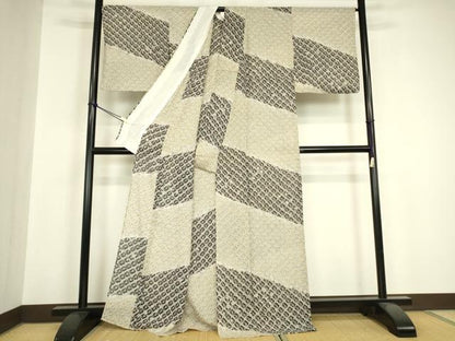平和屋着物▽上質な小紋　単衣　蜘蛛絞り　正絹　逸品　DABH6554az