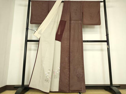 平和屋着物▽訪問着　無双　紗袷　紗×絽　桔梗文　銀彩　正絹　逸品　DABH6587az