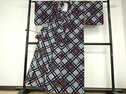 平和屋着物∴夏物　浴衣　有松鳴海絞り　花菱文　綿　逸品　DABI3265cd