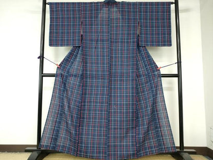 平和屋着物∴夏物　阿波しじら織　浴衣　格子　綿　逸品　DABI3252cd
