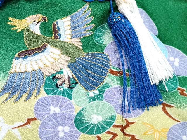 平和屋着物[]七五三　男の子　二部式　被布セット　駒刺繍　鷹　鷲　亀甲宝尽くし松文　DABG3199ma