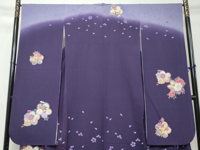 平和屋着物●豪華振袖　草花文　暈し染め　金彩　正絹　逸品　DABI2415ud