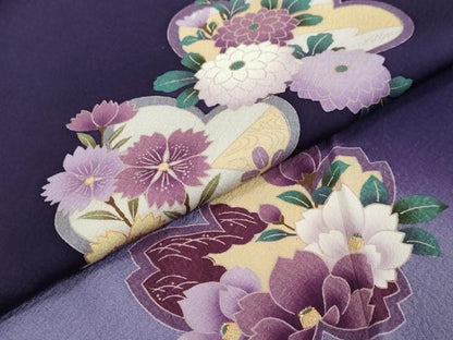 平和屋着物●豪華振袖　草花文　暈し染め　金彩　正絹　逸品　DABI2415ud
