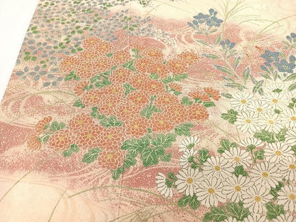 平和屋着物■訪問着　流水草花文　正絹　逸品　CABJ8120xe