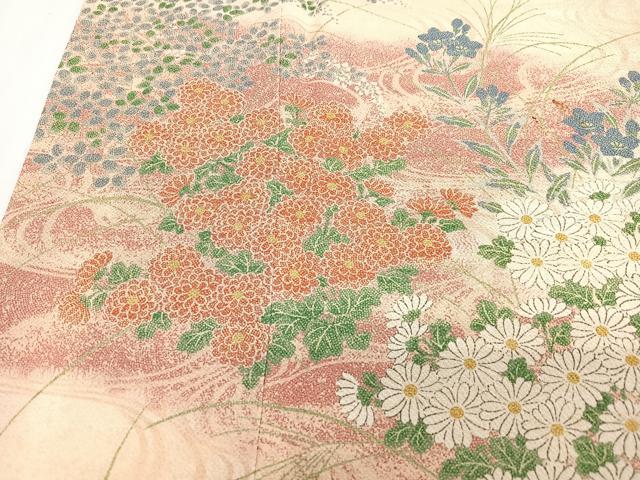 平和屋着物■訪問着　流水草花文　正絹　逸品　CABJ8120xe
