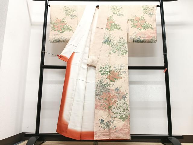 平和屋着物■訪問着　流水草花文　正絹　逸品　CABJ8120xe