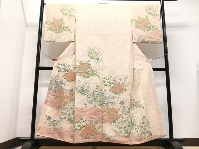 平和屋着物■訪問着　流水草花文　正絹　逸品　CABJ8120xe