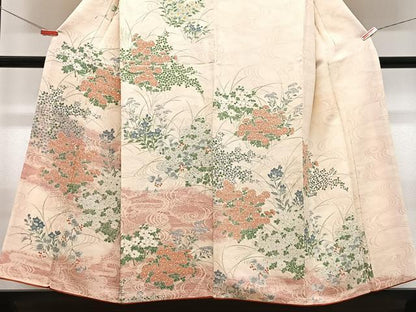 平和屋着物■訪問着　流水草花文　正絹　逸品　CABJ8120xe