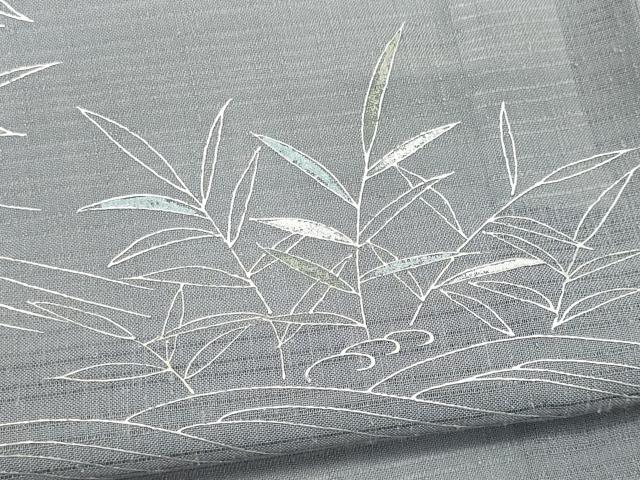 平和屋着物＊夏物　訪問着　絽紬　刺繍　立波草花文　銀彩　正絹　逸品　CABK0837ou