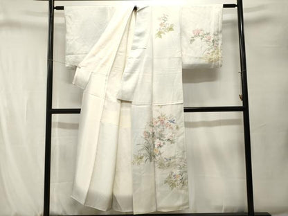平和屋着物■訪問着　花鳥文　暈し染め　正絹　逸品　CABJ3284ev