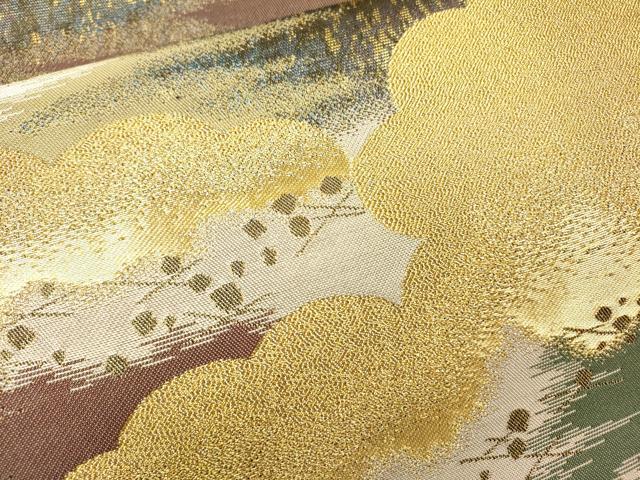 平和屋着物▼六通柄袋帯　箔散らし雲文　金糸　引箔　正絹　逸品　DABH7559fe