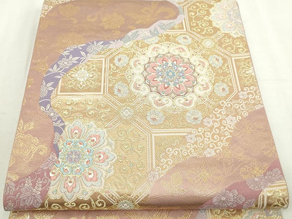 平和屋本店▼六通柄袋帯　蜀江錦金彩文　本金箔　正絹　逸品　DABI1333sf