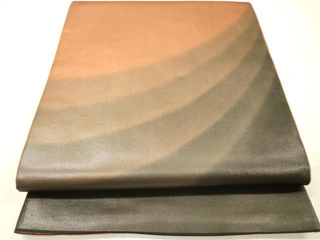 平和屋着物▼染色作家　斉藤三才　太鼓柄袋帯　霞文　銀糸　正絹　逸品　DABH7679fe